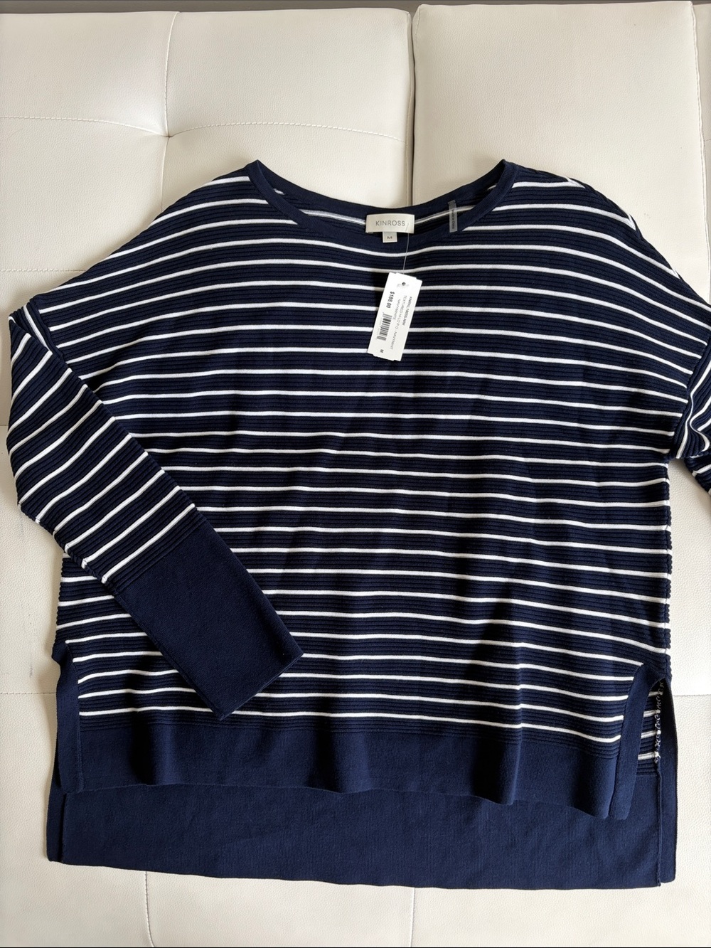 Kinross Navy & White Striped Crewneck Sweater